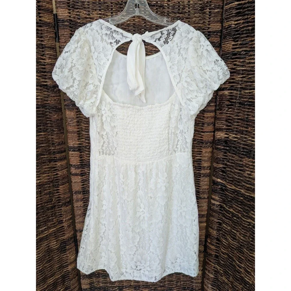 Free People Hailee Mini Dress Medium White Fairy Cottagecore Romantic Wedding
